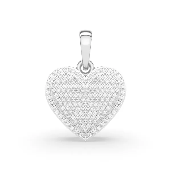 10K White Gold Heart-Shaped Natural Diamond Pendant