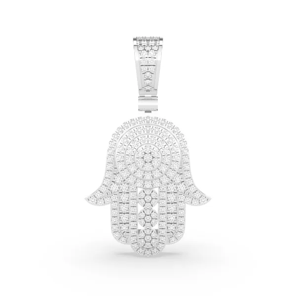 10K White Gold Men'S Natural Diamond Hamsa Pendant