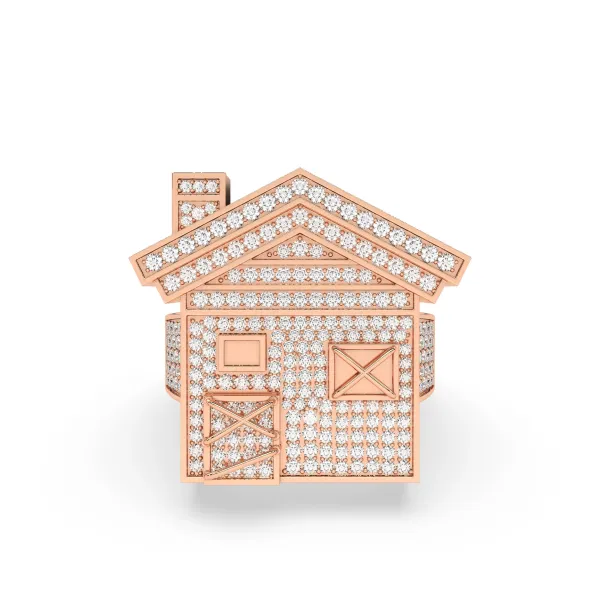 Alva 10K Rose Gold Mens Trap House 1.39 CT Natural Diamond Ring