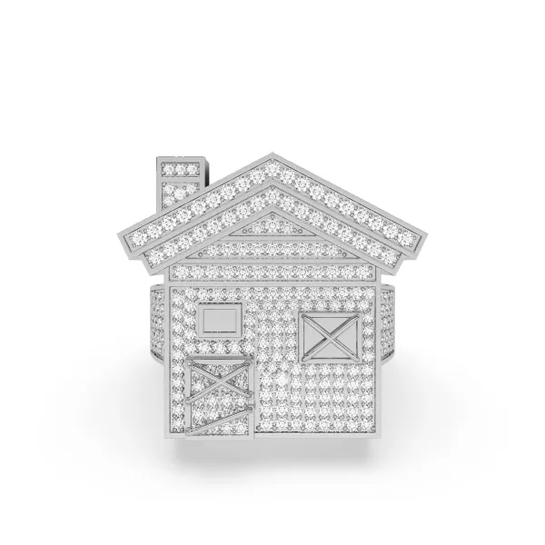 Alva 10K White Gold Mens Trap House 1.39 CT Natural Diamond Ring