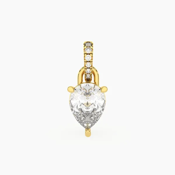 Elegant Lab Grown Diamond Charm Pear Shaped Solitaire Pendant
