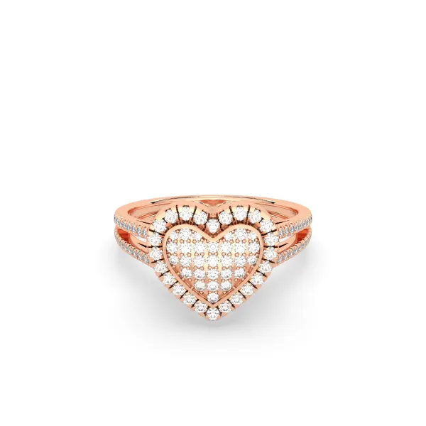 10K Rose Gold Diamond Heart Engagement Rings