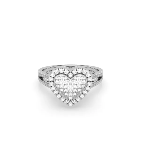 10K White Gold Diamond Heart Engagement Rings