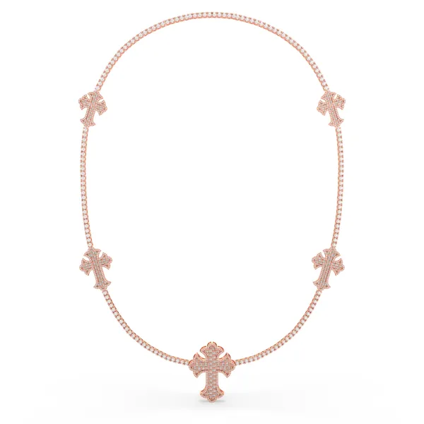 10K Rose Gold Tennis Cross Chain