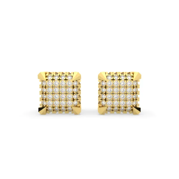 Square Natural Diamond Earrings For Men