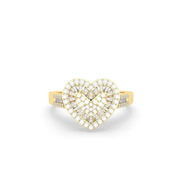 Round Natural Diamond Promise Heart Ring