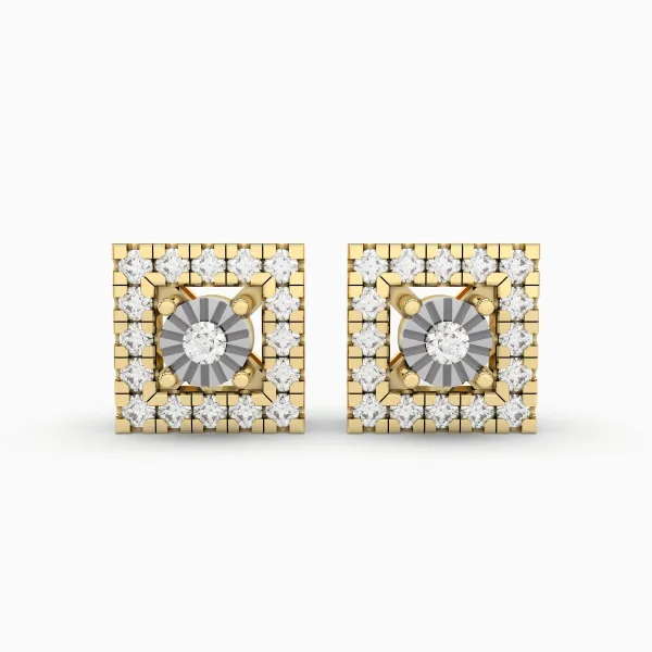 Square Shaped 0.15 CT.T.W Natural Diamond Stud Earring