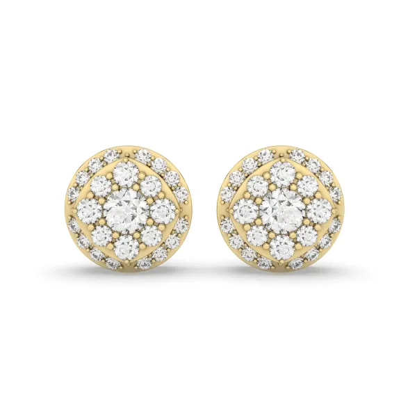 Cluster 0.63 CT.T.W Round Natural Diamond Stylish Stud Earring