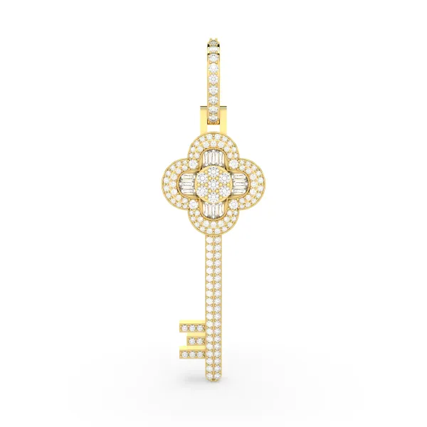 Crown Key Natural Diamond Pendant