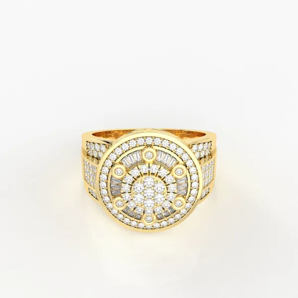 10K Yellow Gold Mens Gold Diamonds Ring