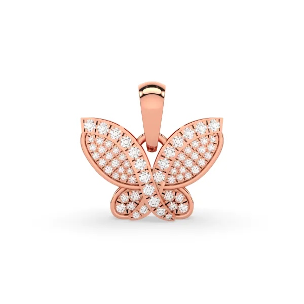 10K Rose Gold Butterfly Pendant With Natural Diamonds
