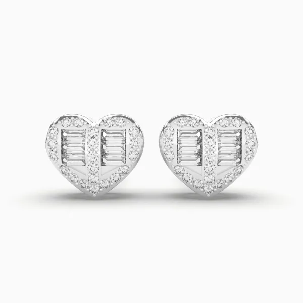 10K White Gold Heart Shaped Diamond Stud Earrings 0.29 CT Sparkling Design