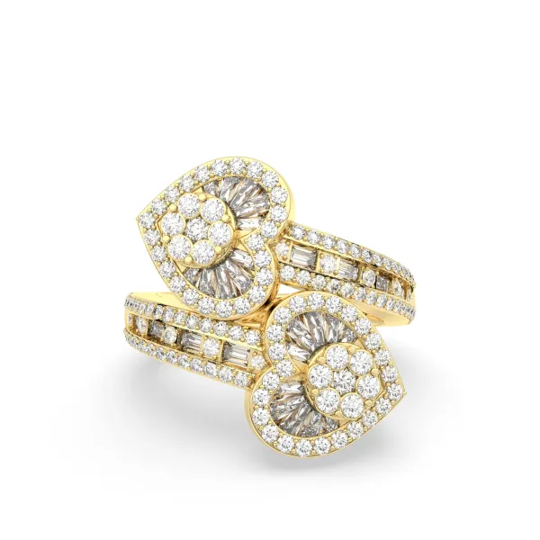 2 Hearts True Love Natural Diamond Cocktail Ring