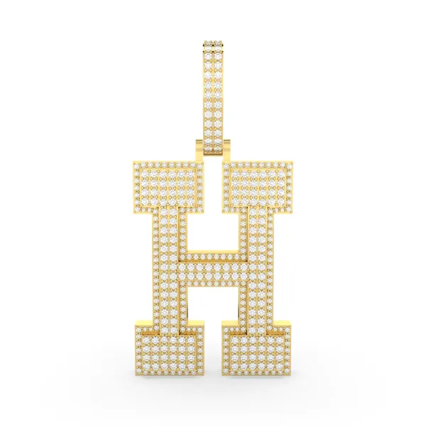 Initial "H" Natural Diamond Pendant