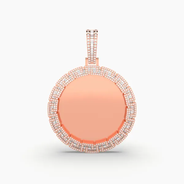 10K Rose Gold Men'S Natural Diamond Photo Memory Pendant
