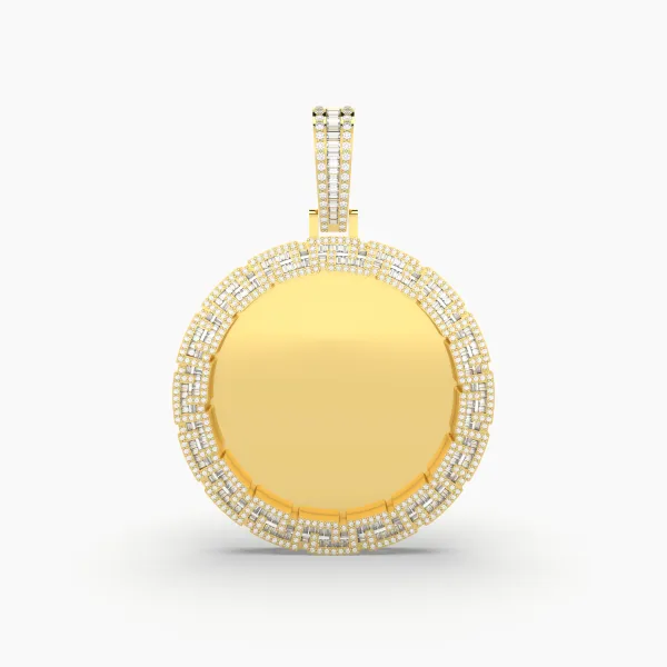 Men'S Natural Diamond Photo Memory Pendant