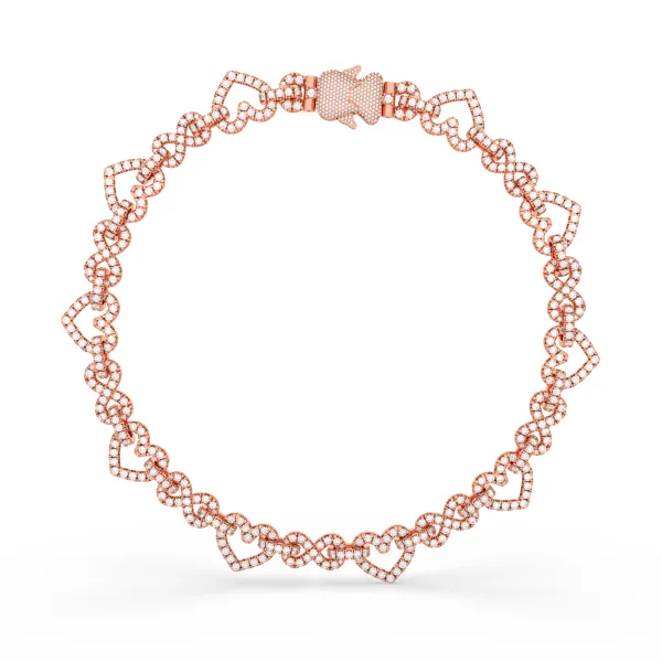 10K Rose Gold Iced Out Natural Diamond Heart Necklace For Men