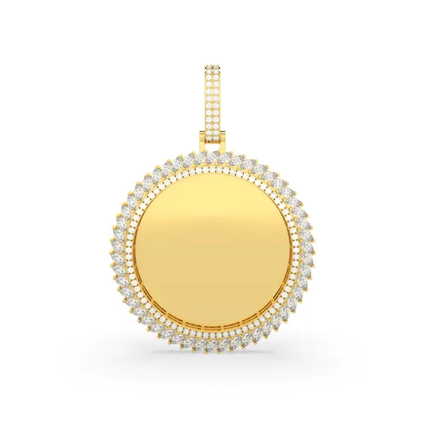 Picture Frame Memory Pendant With Marquise-Cut Diamond Border
