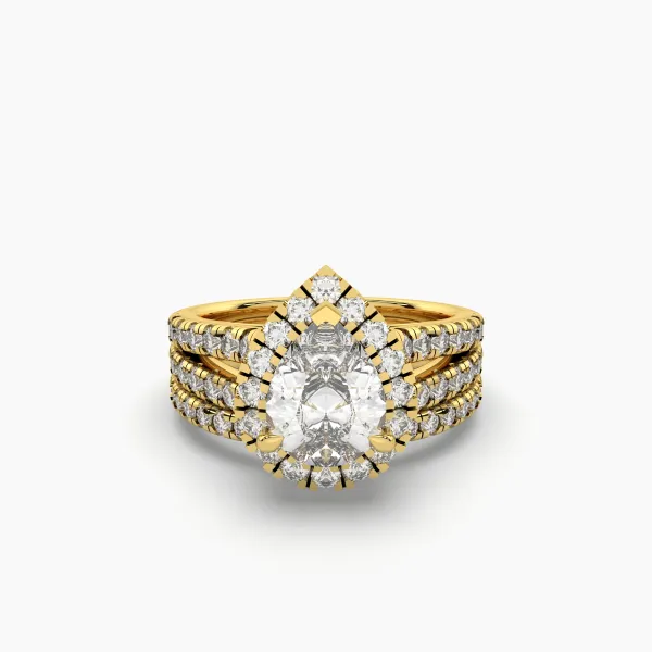 Oval Center Lab Grown Diamond With Three-Layer Halo Engagement Ring