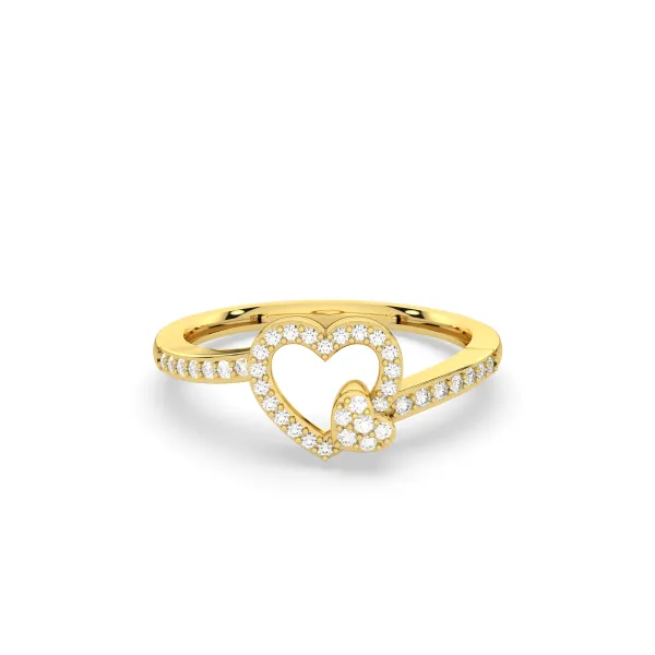 Interlocking Heart Designs Natural Diamond Ring