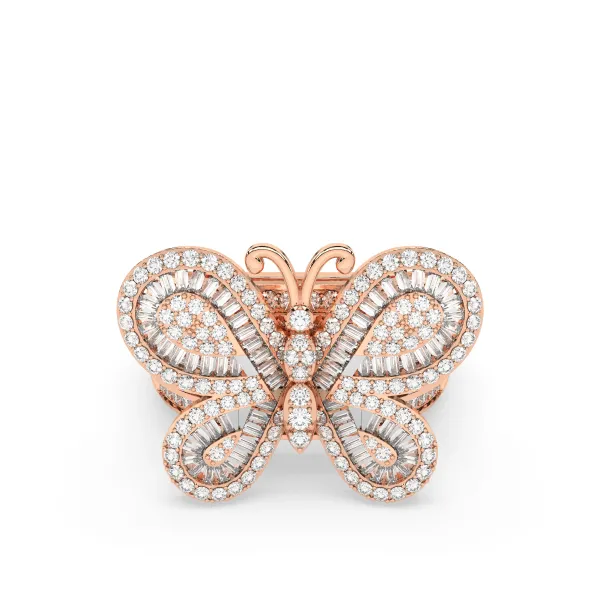 10K Rose Gold Butterfly Ring For Women
