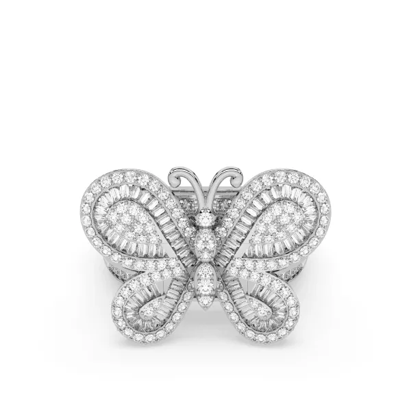 10K White Gold Butterfly Ring For Women