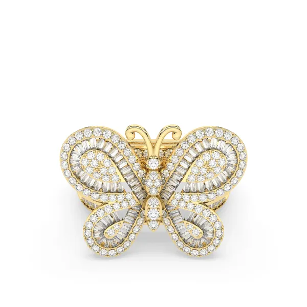10K Yellow Gold Butterfly Ring For Women