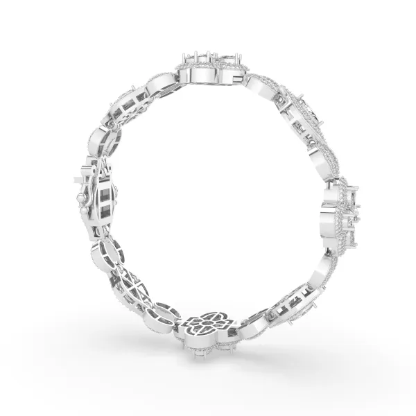 10K White Gold Women'S Princess Flower Natural Diamond Bracelet
