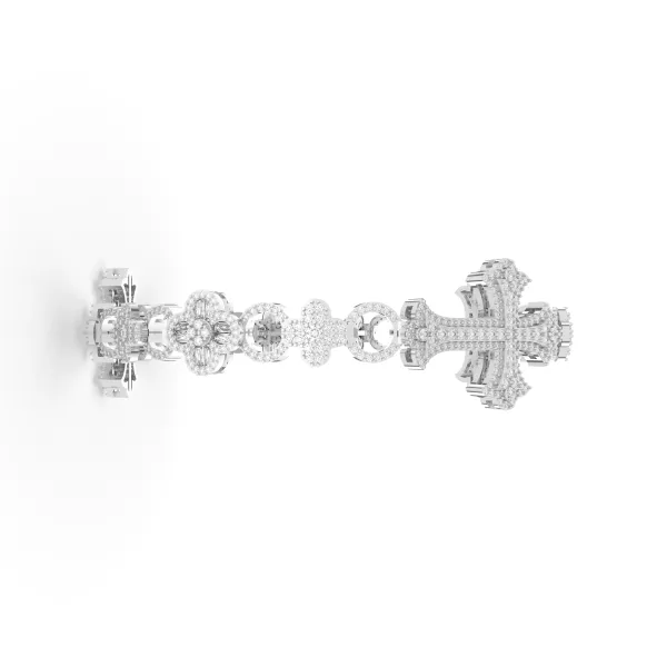 10K White Gold Two-Tone Natural Diamond Cross And Infinity Link Bracelet