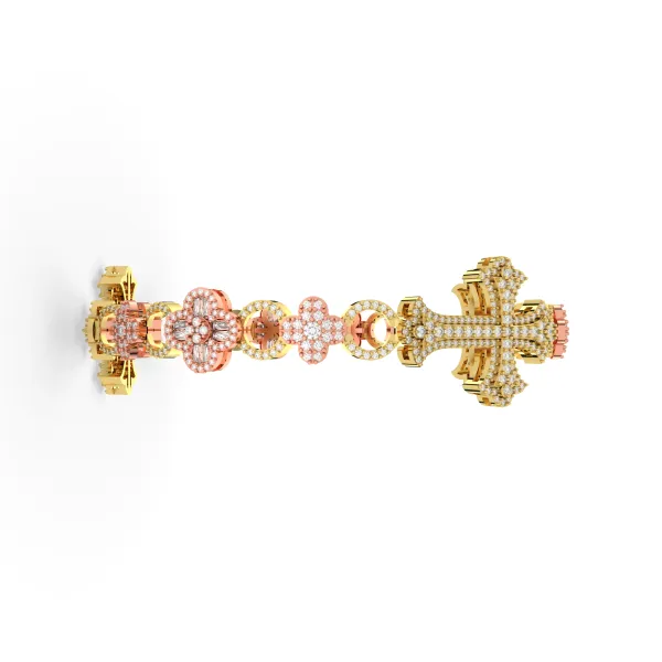Two-Tone Natural Diamond Cross And Infinity Link Bracelet