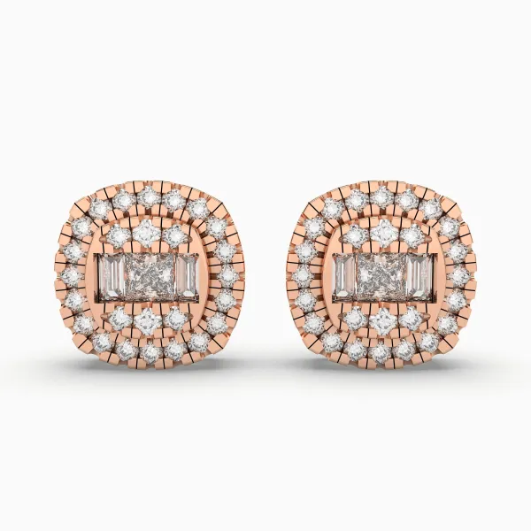 10K Rose Gold Round Diamond Earrings