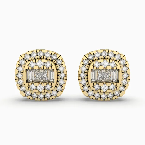 Gold Round Natural Diamond Earrings