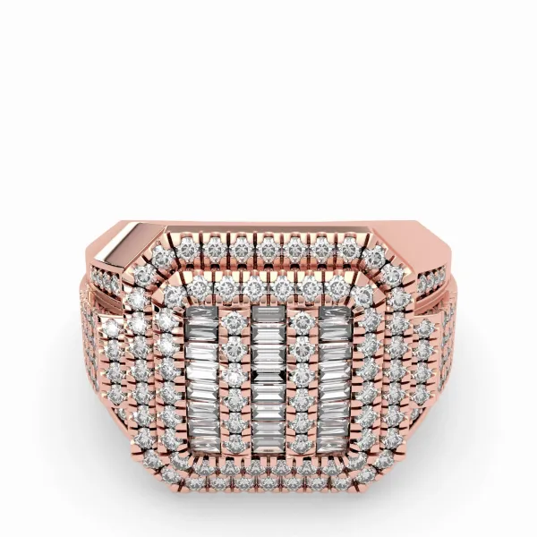 10K Rose Gold Grand Emperor Diamond Mens Ring