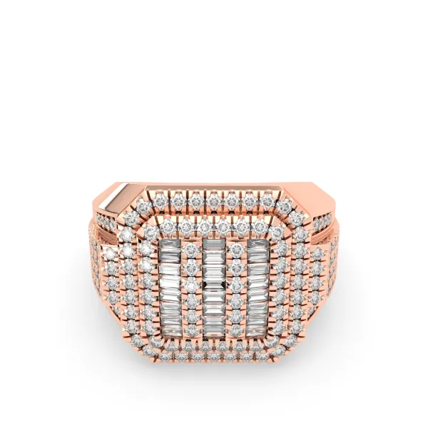 10K Rose Gold Grand Emperor Diamond Mens Ring