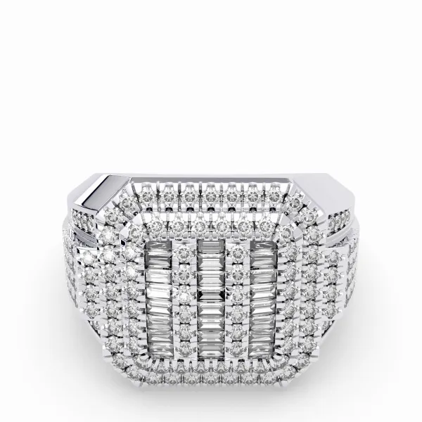10K White Gold Grand Emperor Diamond Mens Ring