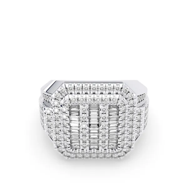 10K White Gold Grand Emperor Diamond Mens Ring