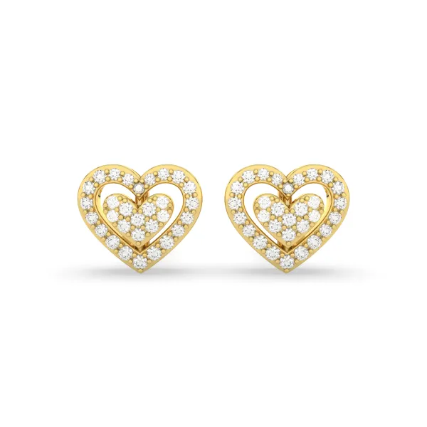 Women'S Natural Diamond Open-Heart Stud Earrings