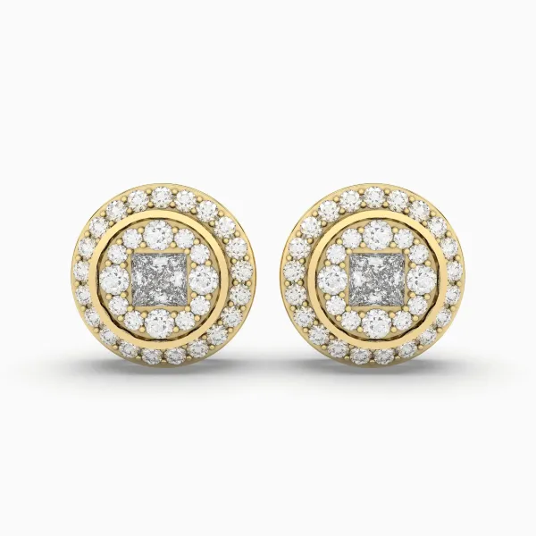 Stepped Cluster 0.54 CT.T.W Natural Diamond Stud Earrings For Women