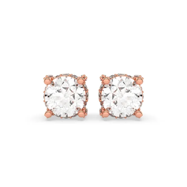 10K Rose Gold Constella Round Cut Stud Earrings