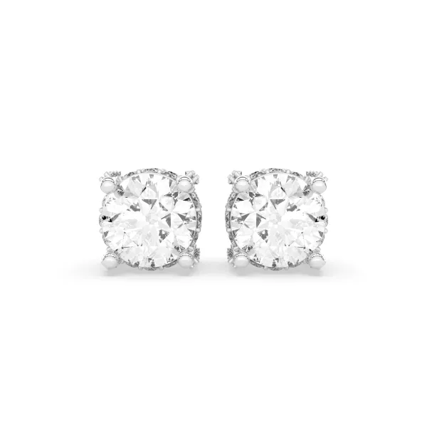 10K White Gold Constella Round Cut Stud Earrings