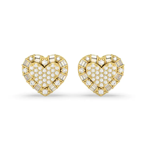 Pair Of Heart-Shaped Natural Diamond Composite Stud Earrings