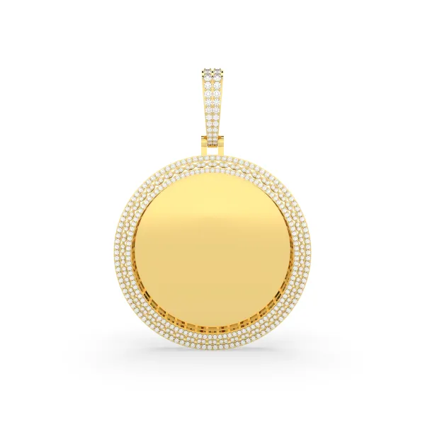 Men'S Natural Round Diamond Memory Picture Pendant