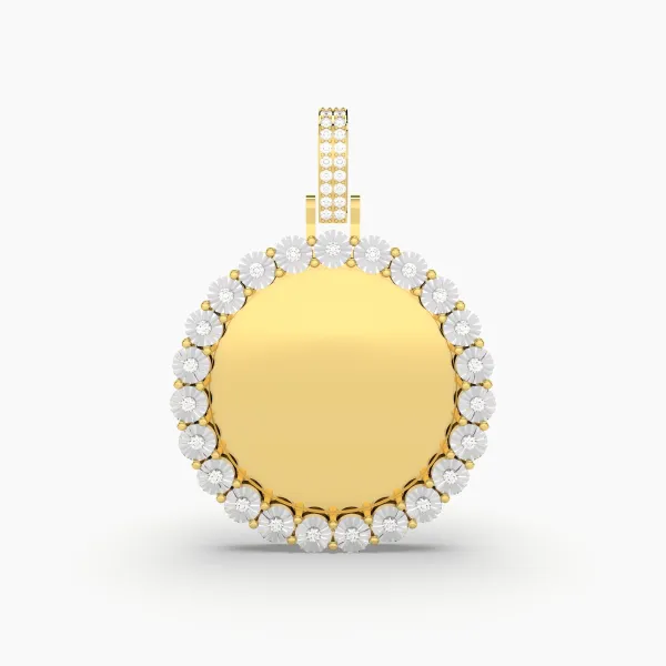 Round Cut Natural Diamond Memory Pendant For Men