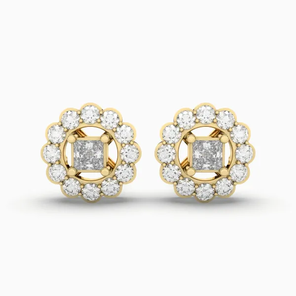 Flower Natural Diamond Cluster Stud Earrings