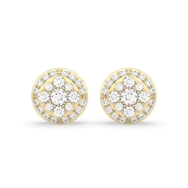 Round Cluster 1.03 CT.T.W Natural Diamond Stud Earring
