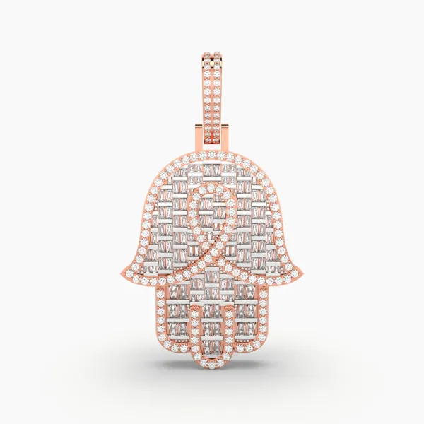 Rose Gold 10K Natural Diamond Hamsa Pendant