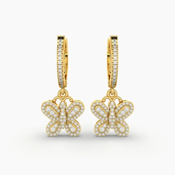 Pave Butterfly Huggie Earrings