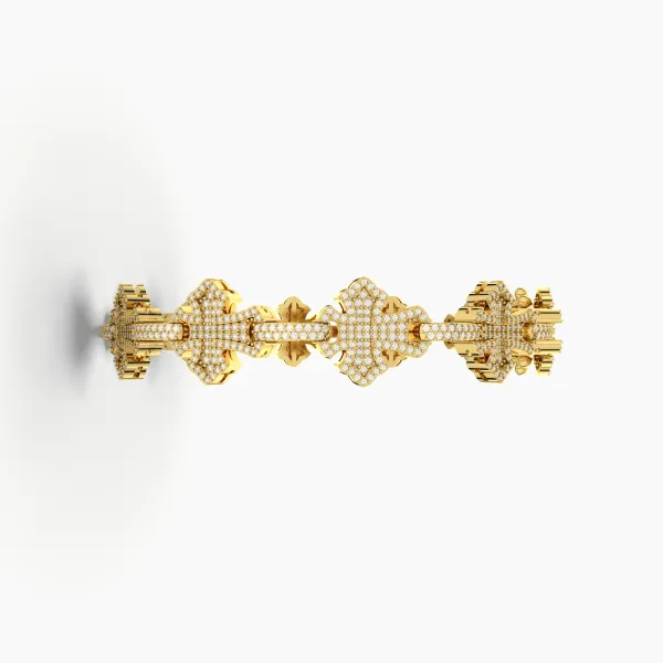 Natural Diamond Link Bracelet Featuring A Cross-Style Design