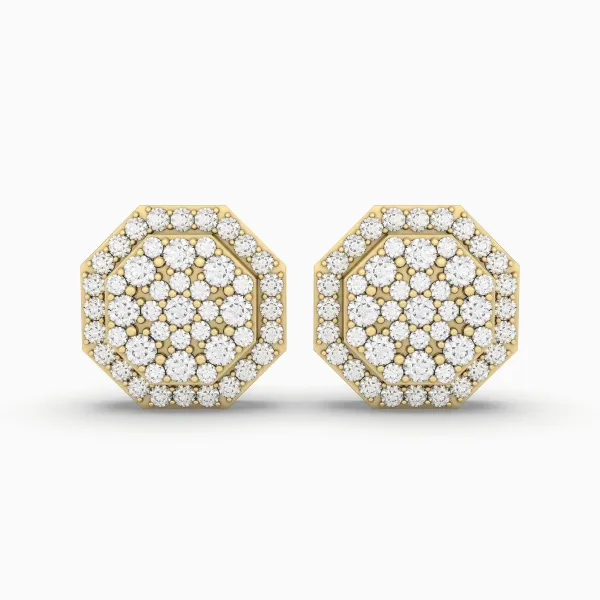 Lustrous Hexa Pattern Natural Diamond Earrings