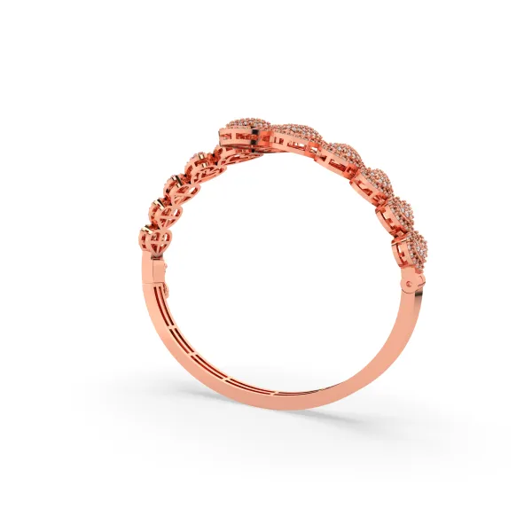 10K Rose Gold Natural Diamond Heart-Shaped Bangle Bracelet